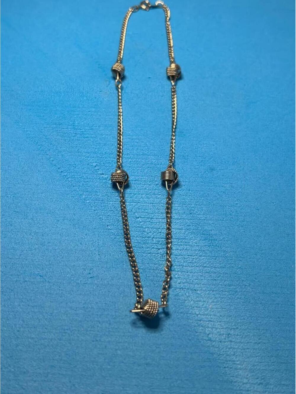 Silver Tone Knot Bead Chain Necklace